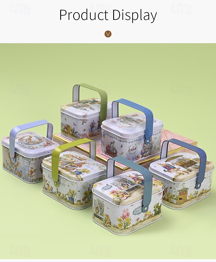 Συσκευασία 6 κουτιών δώρου με δημιουργικά πασχαλινά τενεκεδάκια, κουτιά δώρου με μπισκότα και λαγουδάκι, φορητά κουτιά δώρου με πασχαλινές λιχουδιές, διακοσμητικά μεταλλικά κουτιά δώρου 2026 - $20.99 –P12