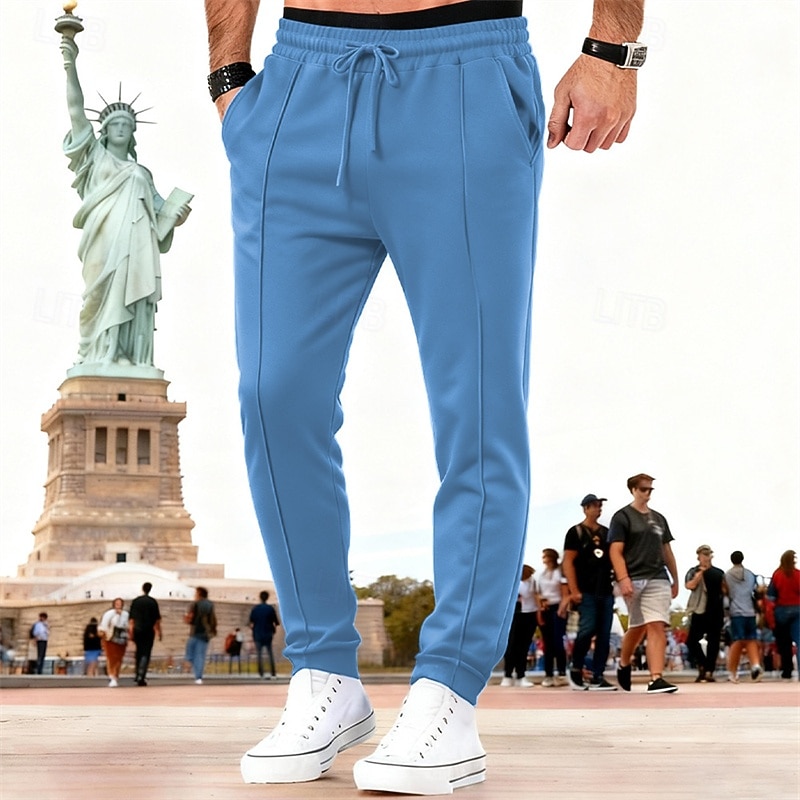 Men's Sweatpants Joggers Trousers Drawstring Pocket Elastic Waist Plain Comfort Breathable Outdoor Daily Holiday Vacation Fashion Blue Black Micro-elastic 2026 - $17.99 –P1