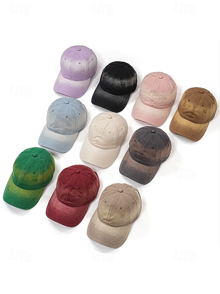czapka baseballowa z bawełny z gradientem, unisex, ze zniszczonym wzorem, dostępna w wielu kolorach, idealna na dzień św. Patryka i do noszenia na co dzień 2026 - $14.99 –P5