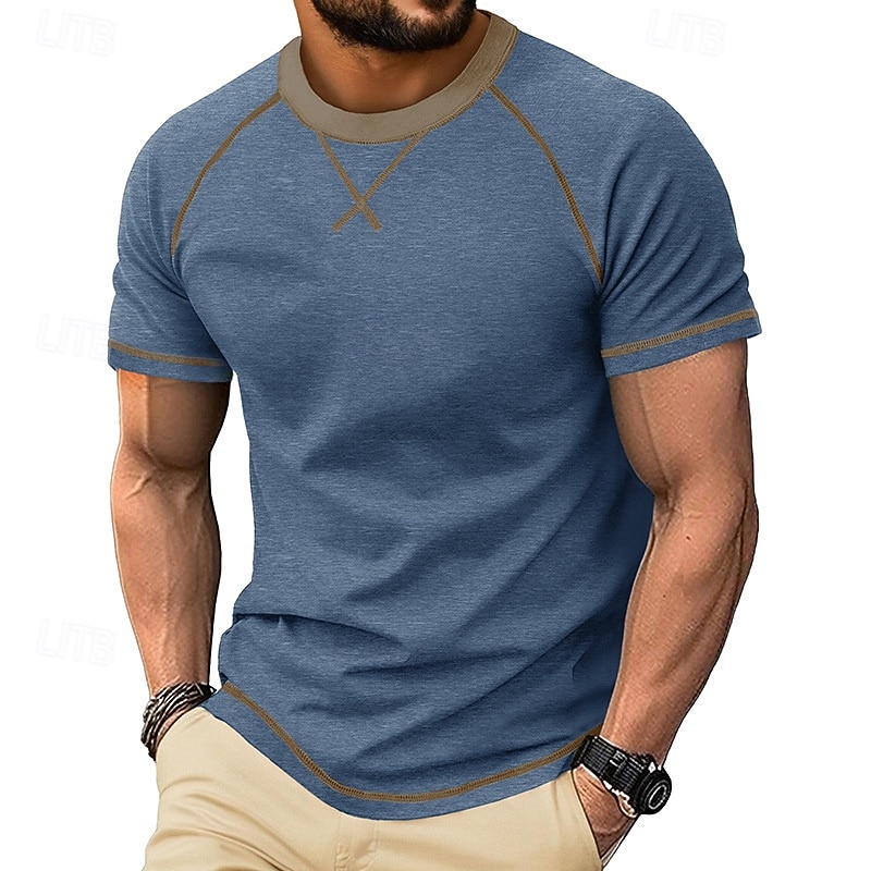 Bărbați Tricou Manșon scurt Stil Nautic Vară Primăvară Culoare solidă Elegant Neutru Zilnic Crewneck Casual Casă În aer liber Roșu Top tricou pentru bărbați 2026 - $18.99 –P1