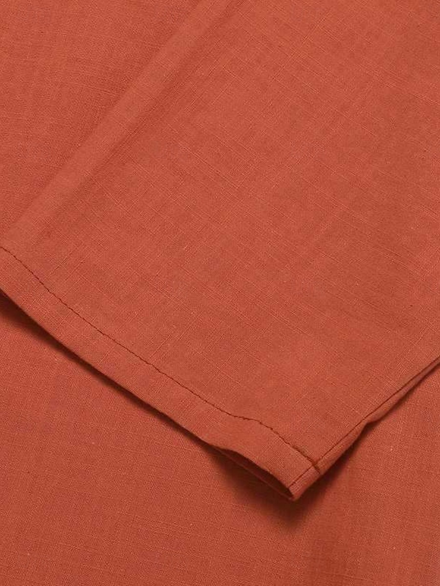 Women's Blouse Faux Cotton Linen Ruched Solid Color Stylish Casual 3/4 Length Sleeve V Neck Regular Tops Daily Black White Orange Summer Spring 2026 - $22.99 –P4