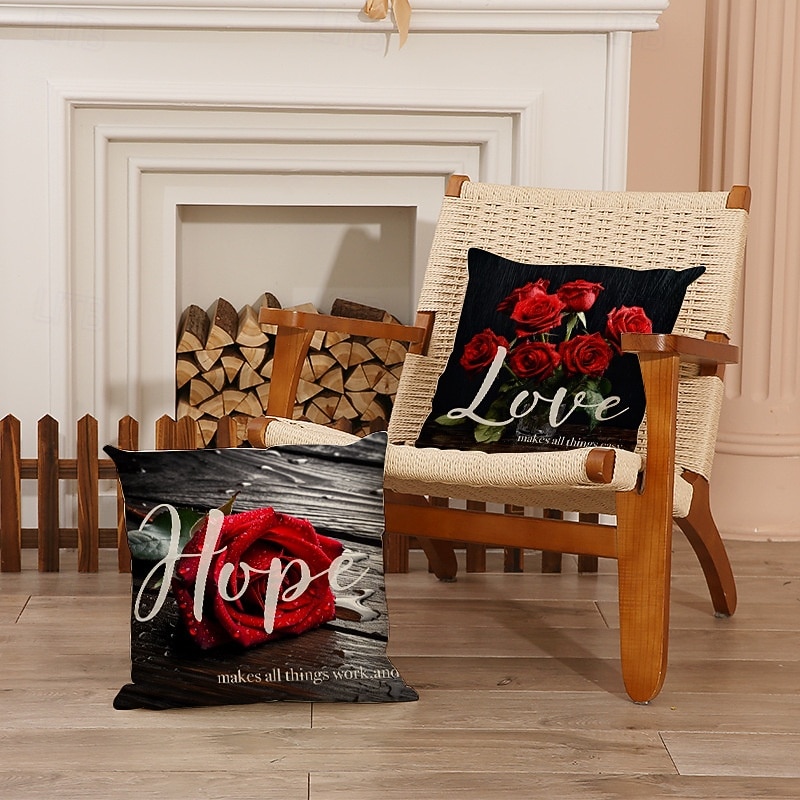 Poszewka na poduszkę z motywem róży na Walentynki, motyw mrocznego zaklęcia, poduszka z nadrukiem czarnej róży, romantyczna sofa &wystrój sypialni, przytulna poduszka do salonu 2026 - $12.99 –P2