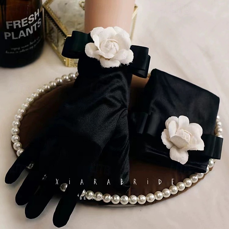Terylene Wrist Length Glove Elegant / Stylish With Floral / Pure Color Wedding / Party Glove 2026 - $17.49 –P2