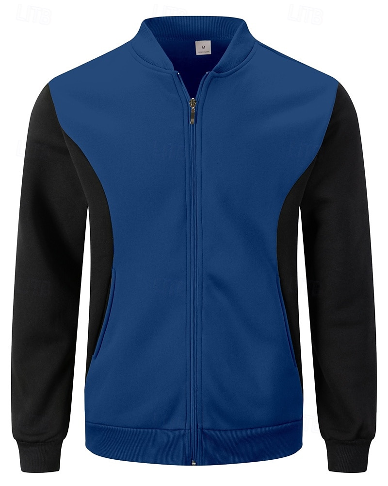 Муж. Легкая куртка Повседневная куртка Повседневные на открытом воздухе Карман Весна Осень Контрастных цветов Уличный стиль Стиль Воротник-стойка Обычная 2026 - $24.99 –P11