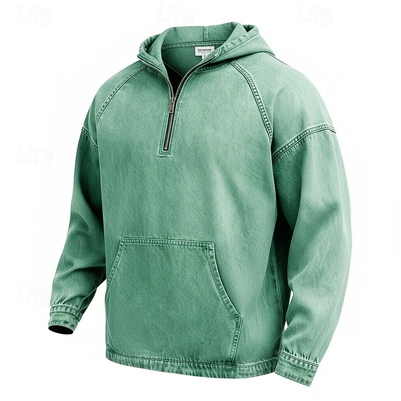 Муж. Толстовка Толстовка с капюшоном и пуловером Толстовка с капюшоном на молнии Синий Абрикосовый Розовый Военно-зеленный Темно синий Капюшон Полотняное плетение Пэчворк Карман кенгуру 2026 - $41.99 –P4