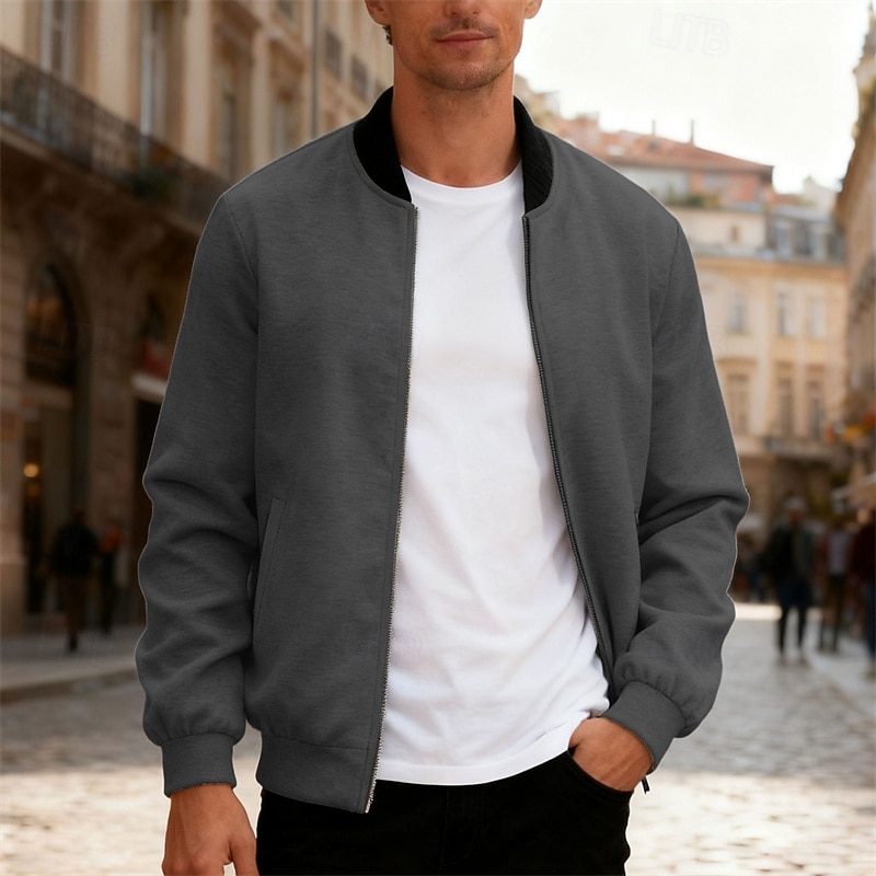 Per uomo Giacca Leggera Giubbotto bomber Giacca Casual Casuale Quotidiano Leggero Tasca Primavera Autunno Semplice Streetwear Elegante Colletto Mao Regolare Blu Nero Giallo Rosso Blu marino Giacca del 2026 a $30.99 –P33