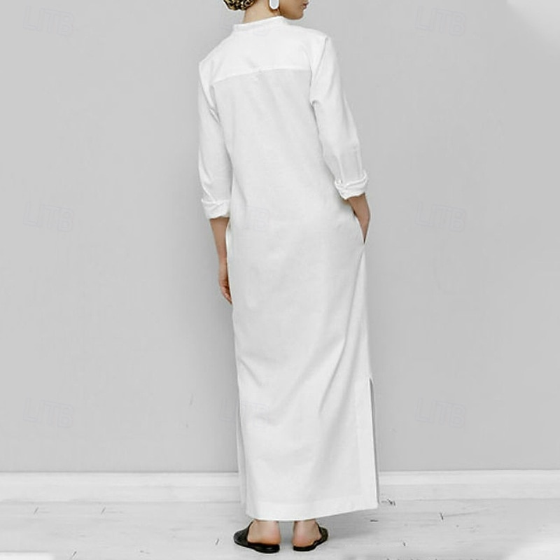Жен. длинное платье платье макси Искусственный хлопок и лен Платье прямого кроя Повседневное платье Элегантный стиль Мода Современное Повседневные Отпуск На выход Свободное облегание 2026 - $28.99 –P3
