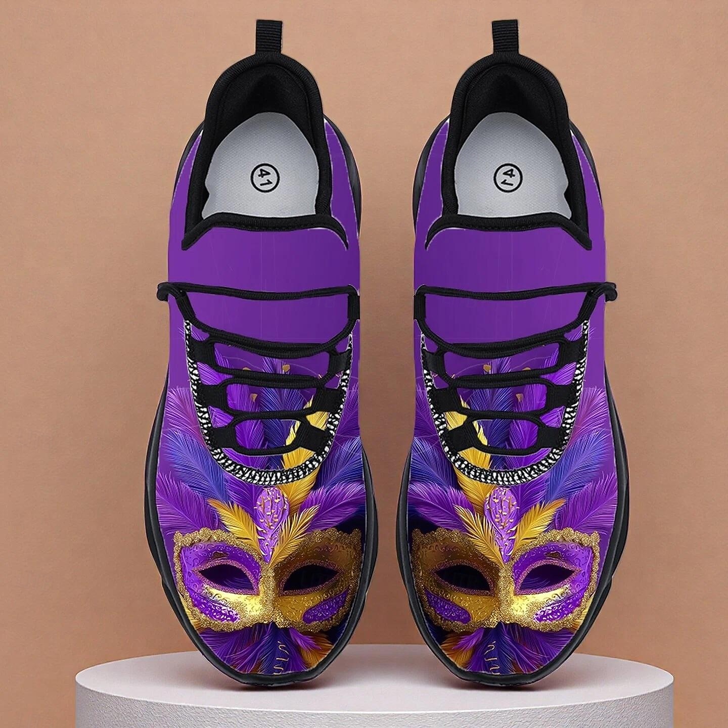 Ανδρικά Παπούτσια Sneakers με Πολύχρωμο Σχέδιο Μάσκας Mardi Gras – Ζωντανός Σχεδιασμός εμπνευσμένος από το Καρναβάλι Άνετα Παπούτσια τρεξίματος για γιορτινές περιστάσεις 2026 - $42.99 –P1