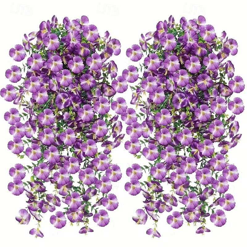 4 svazky závěsných umělých macešek, venkovní umělá květinová dekorace, UV odolné realistické umělé květiny pro venkovní zahradu, verandu, balkon, interiér domu a svatební dekorace 2026 - QAR 78.06 –P9
