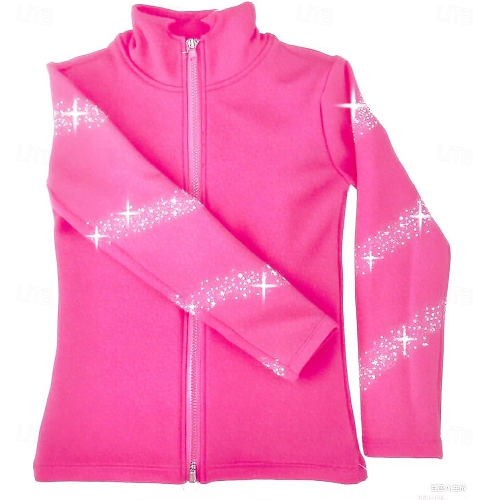 جاكيت تزلج على الجليد من الصوف للنساء والفتيات، أسود اللون، مطاطي، مناسب للتدريب والمنافسات، دافئ، مزين بالكريستال/أحجار الراين، بأكمام طويلة، مناسب للتزلج الفني على الجليد 2026 - $89.99 –P9