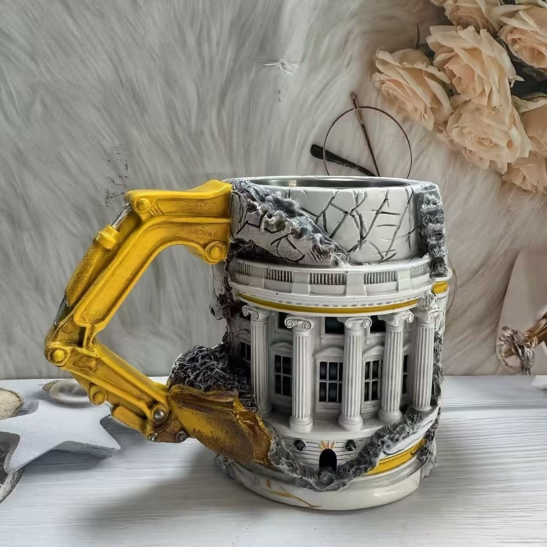 Noen løy, rivingskrus, keramisk kaffekopp formet som 3D-gravemaskin i harpiks med hank, morsom gaveidé med byggemotiv til kontor og hjem, daglig bruk 2026 - $31.99 –P9