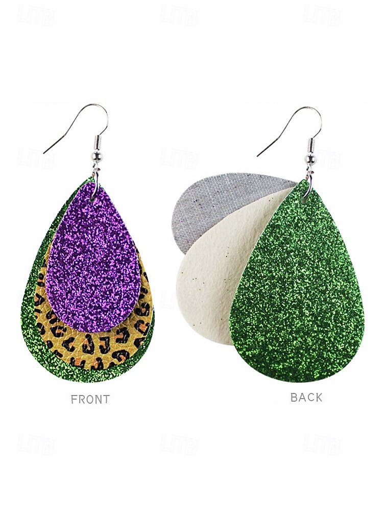 WooHoo Orecchini di pelle da donna per Mardi Gras – Colorati luccicanti regolabili con design multi-stile – Perfetti per Carnevale e accessori per costumi da ballo mascherato del 2026 a $7.99 –P7