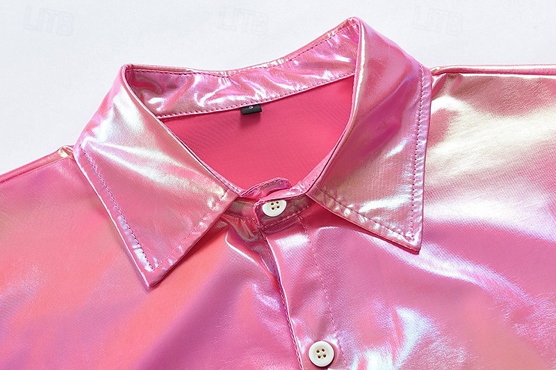 Retrò Vintage Anni '80 Camicia Disco Vernice in lattice lucido Metallico Costume Per uomo Halloween Carnevale Parata dell'Orgoglio Mese dell'orgoglio Adulti Camicia Estate del 2026 a $44.99 –P4