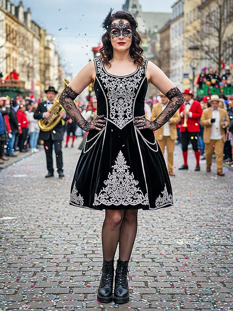 2026年 ウィメンズ マルディグラ レース グローブ、ブラックとホワイトあり、エlegantなデザイン カーニバル、仮面舞踏会、結婚式に最適  コレクション – $11.99 –P1