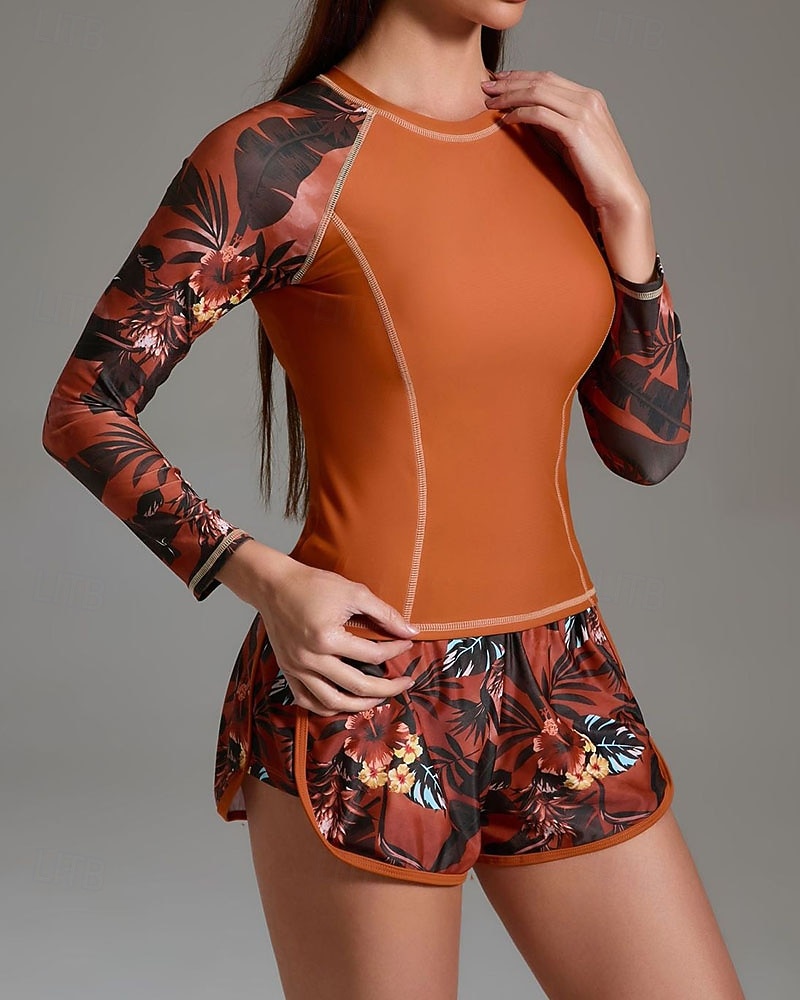 نسائي حماية ضد التحسس ثوب السباحة قطعتين استوائي إحزم خفيف جدا (UL) حماية UV مطاط كم طويل ملابس السباحة تزلج على الماء الربيع 2026 - $28.99 –P1