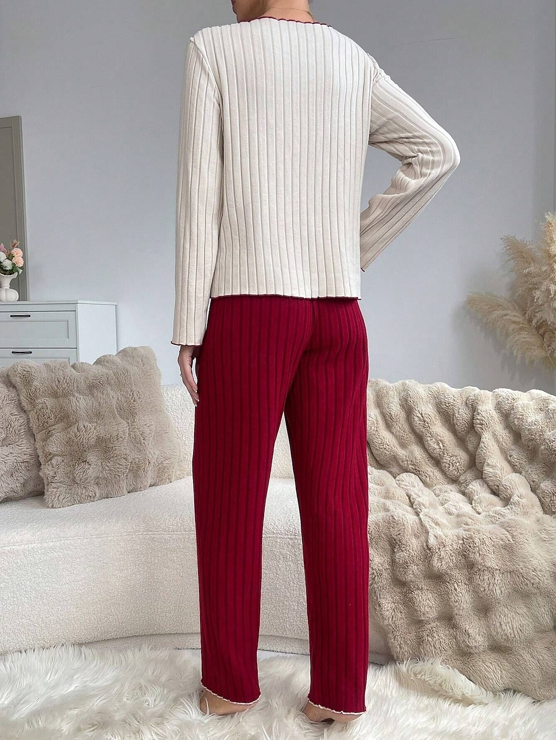 Γυναικεία Σετ Πυτζάμες Καθημερινό Ανατομικό Καρδιά Ελαστική μέση Μπλουζάκι Παντελόνι Καθημερινά Σπίτι Μακρυμάνικο Στρογγυλή Ψηλή Λαιμόκοψη Μαύρο Ανθισμένο Ροζ Ρουμπίνι Πράσινο του τριφυλλιού 2026 - $21.99 –P3