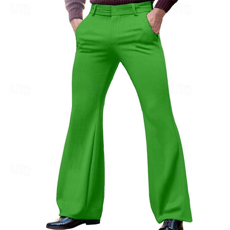 Retro Vintage 1970er Hose Schlaghosen Hippie Disco Einfarbig Kostüm Herren Halloween Karneval Party Alltagskleidung Pride Parade Erwachsene Hose Frühling & Sommer 2026 - $52.99 –P4