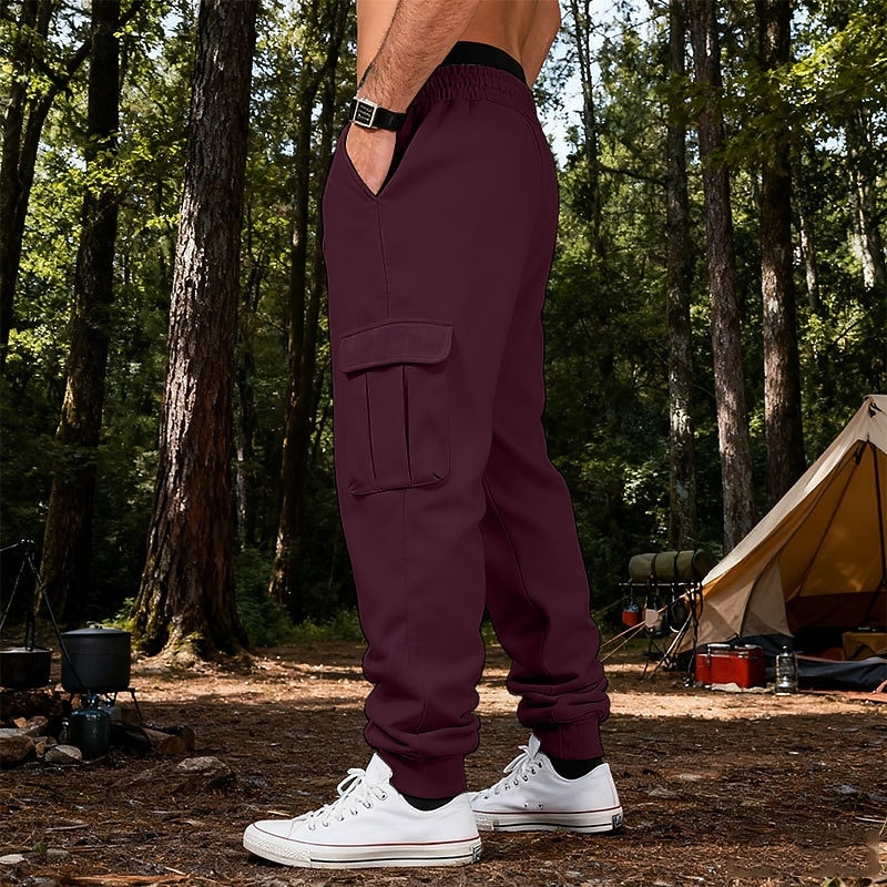 2026年 男性用 カーゴパンツ スウェットパンツ ズボン ストレートレッグスウェットパンツ ドローストリング ポケット 弾性ウエスト 平織り 履き心地よい ソフト カジュアル 日常 アウトドア 旅行度假风 ファッション ブルー ホワイト  コレクション – $25.99 –P20