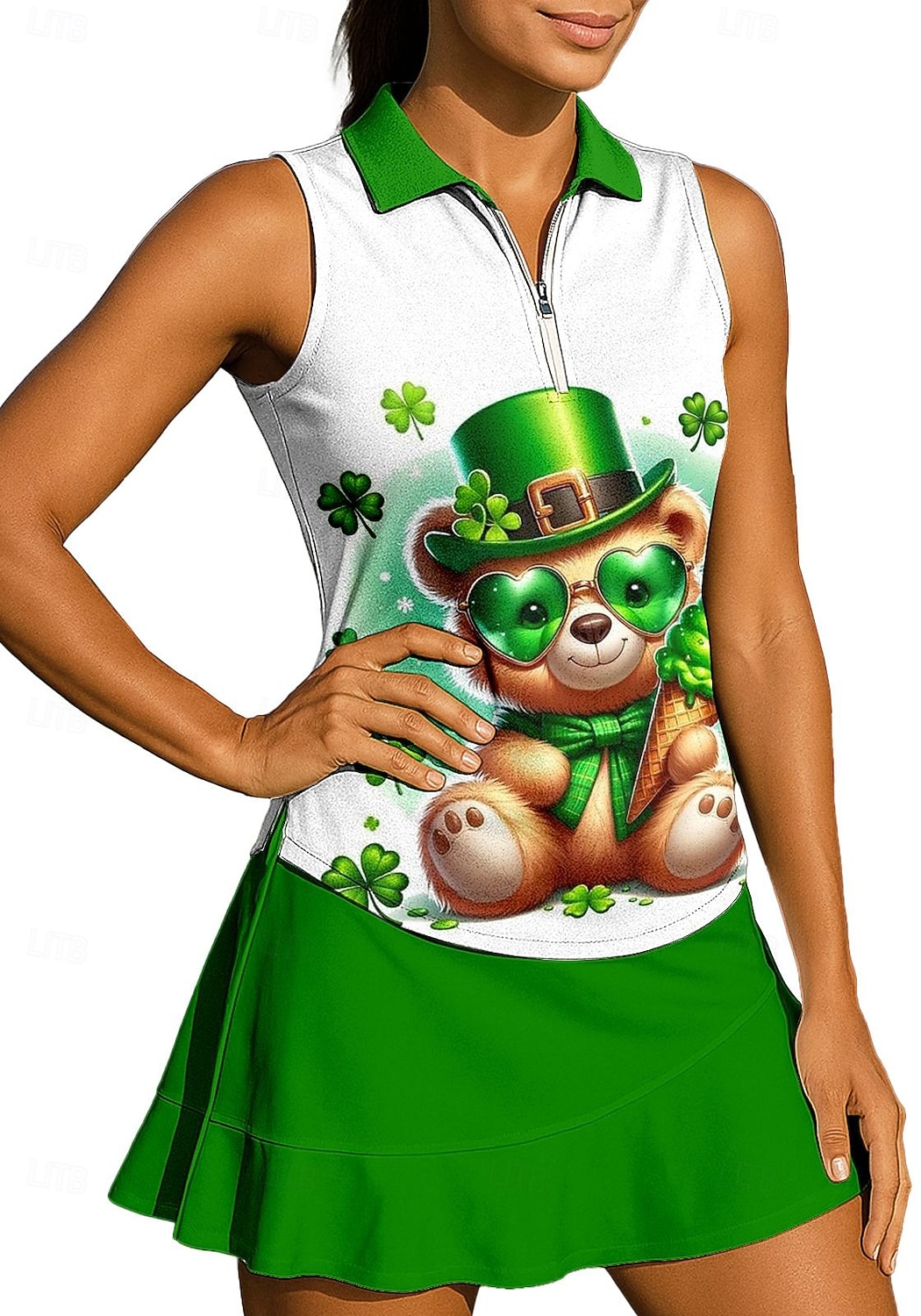 São Patrício Mulheres Clover Camisa Esportiva Camisa polo de caminhada Regata Camisa de tênis Sem Manga Zíper Floral UPF50+ Resistente a UV Elasticidade Alta Pavio Humido Respirável Voleibal Tênis de 2026 por $22.99 –P3