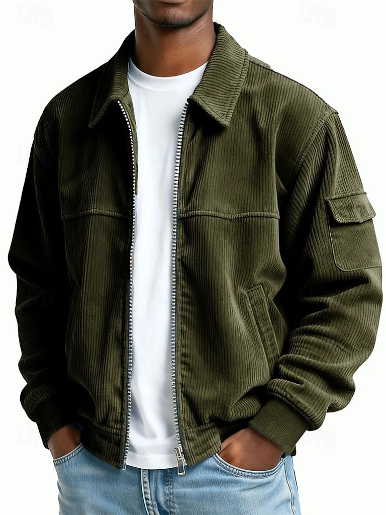 Ανδρικά Κοτλέ σακάκι Causal Καθημερινά Τσέπη Φθινόπωρο Χειμώνας Συμπαγές Χρώμα Βίντατζ Καθημερινά Κολάρο Πουκαμίσου Κανονικό Μαύρο Πράσινο Ανοικτό Βαθυγάλαζο Σκούρο πράσινο Καφέ Σακάκια 2026 - $20.99 –P9