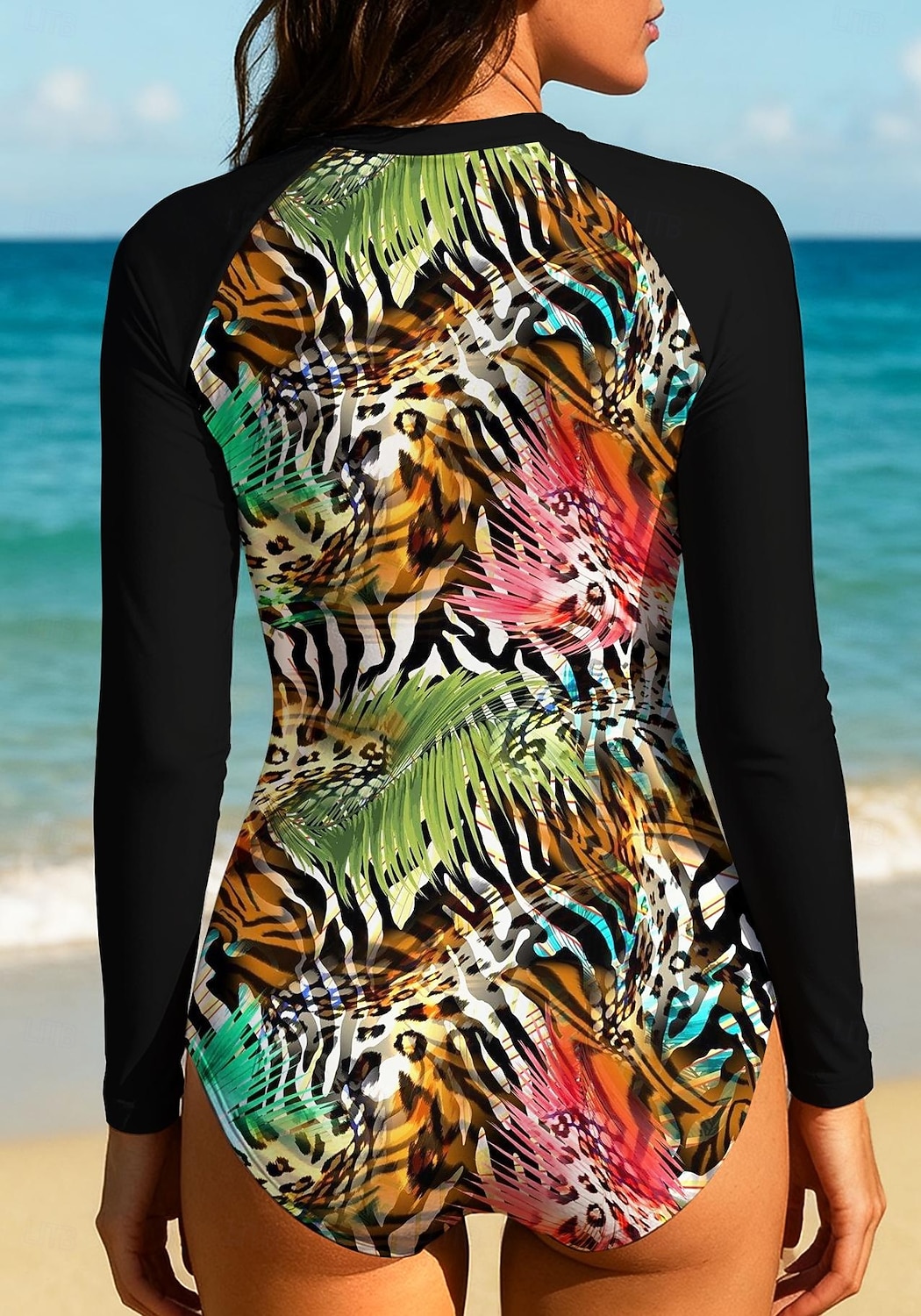 Mulheres Normal Anti Atrito Roupa de banho Conjunto de maiô Leopardo Tropical Bloqueio de cores Zip Up UPF50+ Secagem Rápida Leve Manga Longa Camisa de Natação roupa de banho Surfe Praia Esportes de 2026 por $30.99 –P2