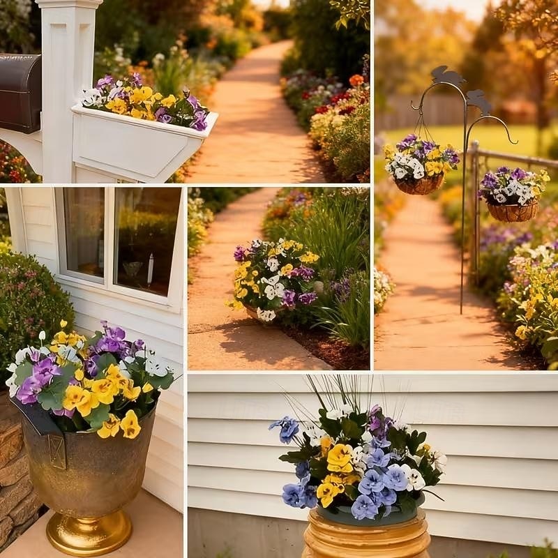 9 bundels driekleurige kunstbloemen in retrostijl, geschikt als bloemversiering voor binnenplaats, balkon, binnen- en buitenbeplanting, bruiloftsdecoratie, feestartikelen en huisdecoratie. 2026 - $23.99 –P2