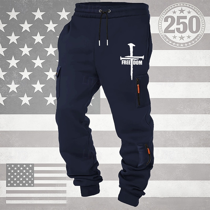 Per uomo Pantaloni da Tuta Cargo Pantaloni da tuta Joggers Pantaloni Coulisse Tasca Elastico in vita Croce Comodità Traspirante Quotidiano All'aperto 250° anniversario dell'America Vacanza Moda Nero del 2026 a $25.99 –P7