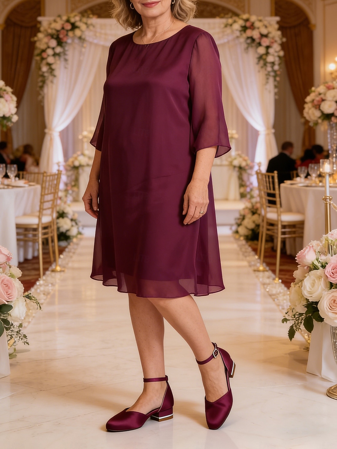 décolleté da donna con tacco basso e cinturino alla caviglia in raso bordeaux - eleganti scarpe da sera minimaliste per la mamma della sposa, matrimonio chic in città &eventi formali del 2026 a $59.99 –P2