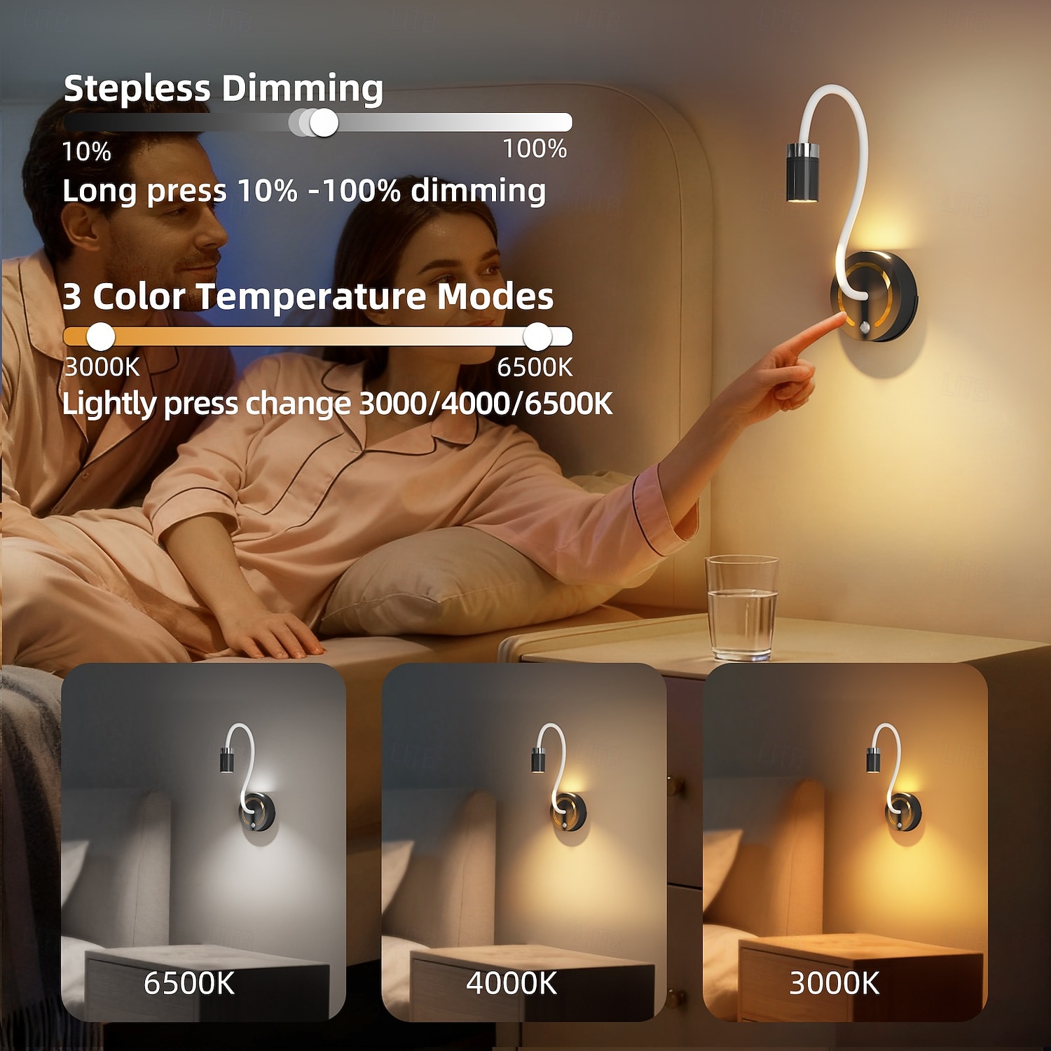 Sensorlampe med justerbar stang, bordlampe med berøringsfri bevegelseskontroll, nattbordlampe for soverom/stue 2026 - QAR 140.31 –P5