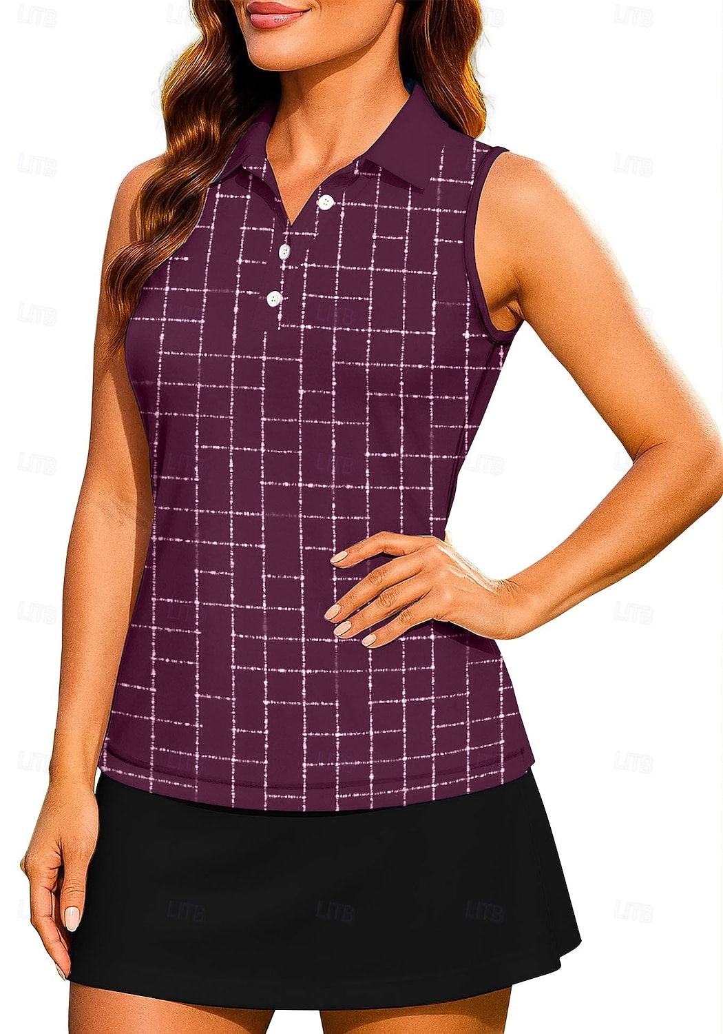 Damen Geometrisch Farbblock Kariert Karo Workout-Tanktop Shirt Sporthemd Golf-Poloshirt Ärmellos Sportlich UPF50+ UV-beständig Trainer Tanzen UV Schutz Pilates Cheerleader-Kostüme Volleyball 2026 - $18.99 –P7