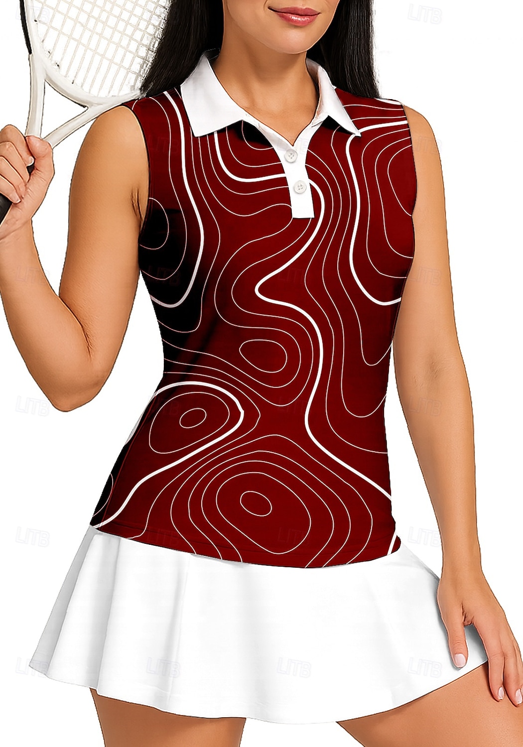 Per donna A righe Maglietta sportiva Polo da golf Canotta Maglia da tennis Senza Maniche Floreale Bottoni UPF50+ Resistente ai Raggi UV Alta elasticità Traspirante Pallavolo Tennis Golf Colletto del 2026 a $18.99 –P5