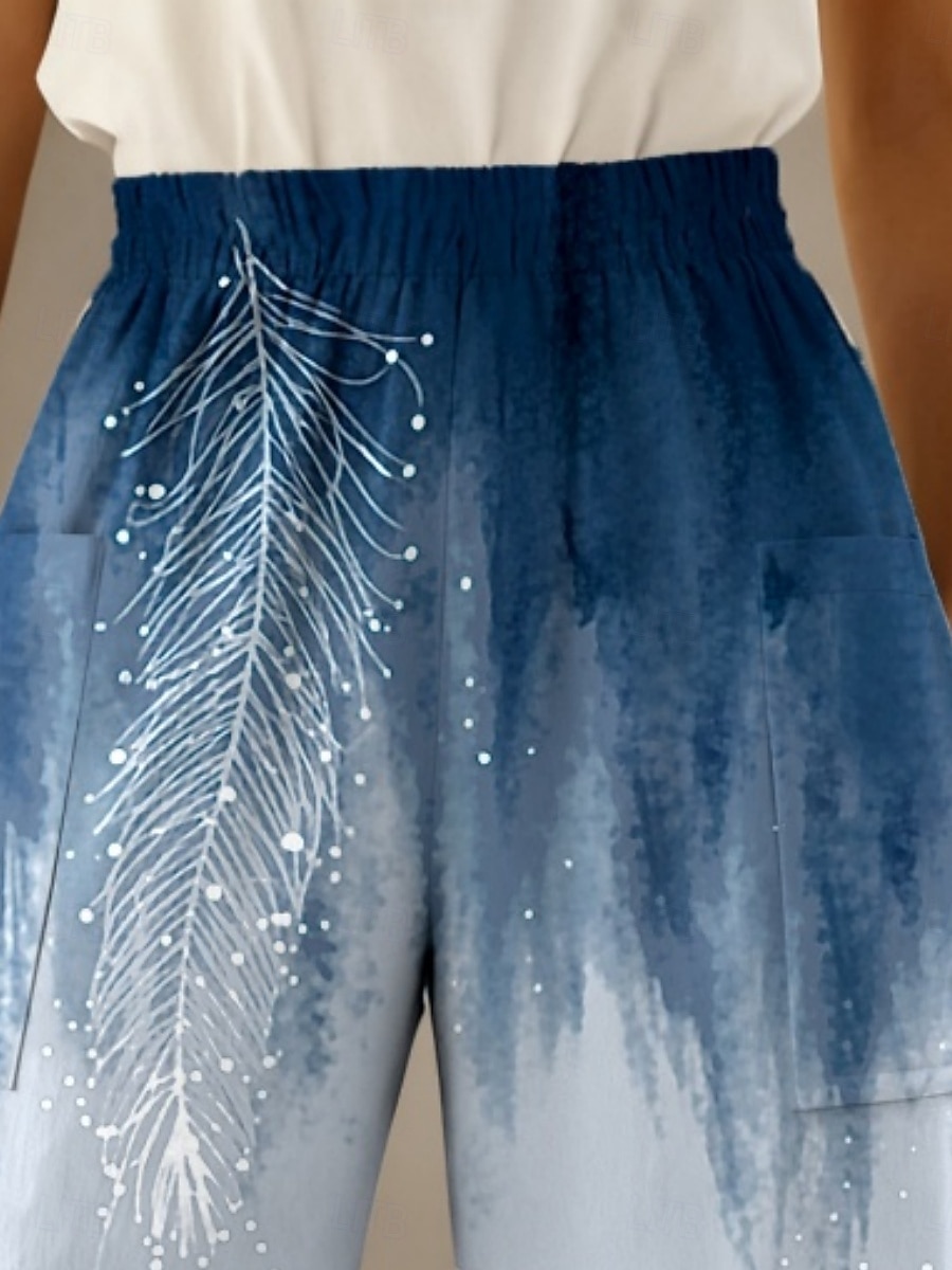 Per donna Gamba larga Pantaloni Vacanza Casual Lunghezza intera Vita Alta Floreale Grafico Coulisse Tasca Fascia Elastica Comodo Comodità Traspirabilità Micro-elastico Casuale Quotidiano Vacanza Blu del 2026 a $29.99 –P2