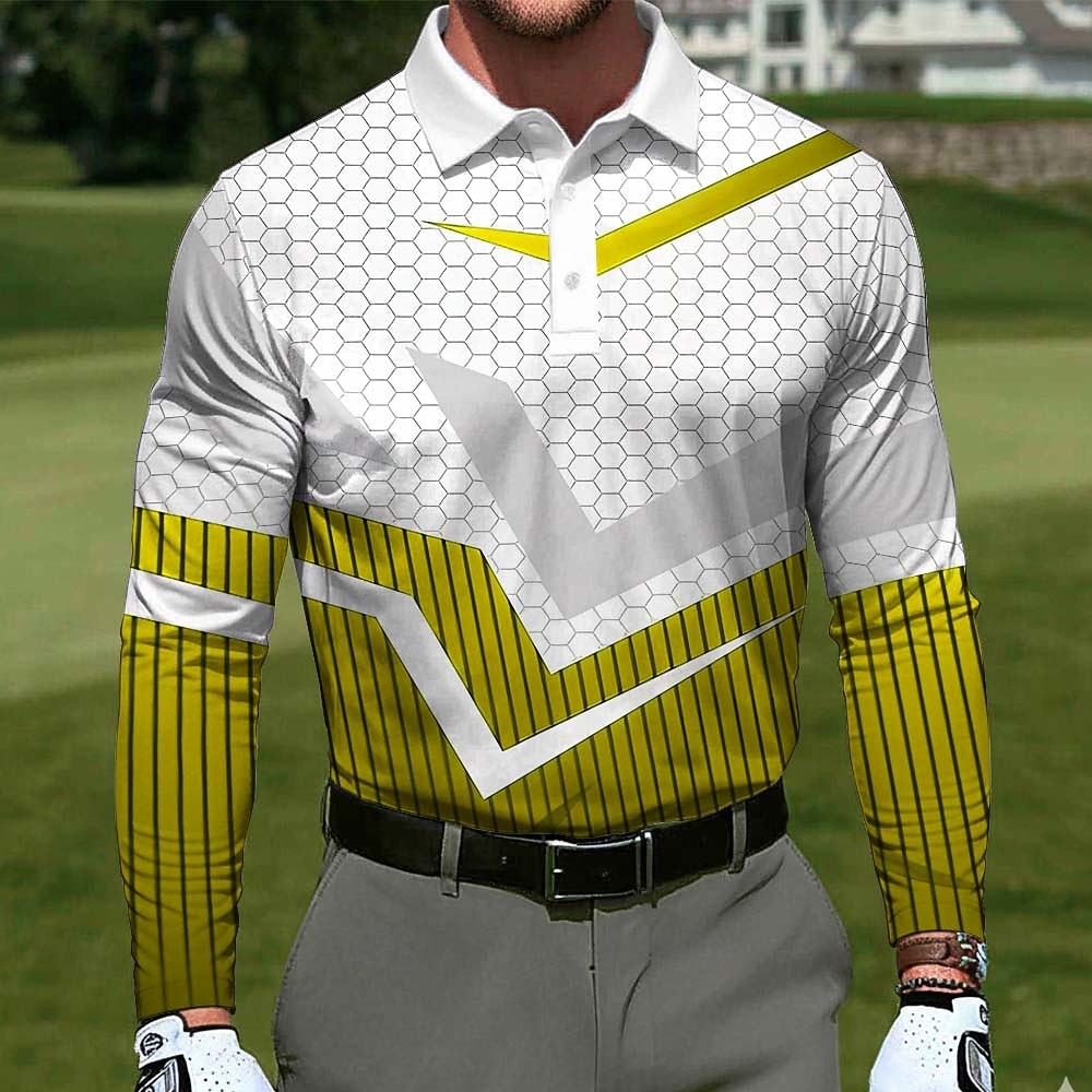 Per uomo Geometrico Golf Polo Sportivi Manica Lunga Magliette polo Bavero Casual All'aperto Athleisure Abbigliamento quotidiano Stampa 3D Bottoni Primavera Autunno Blu Giallo Rosso del 2026 a $22.99 –P3