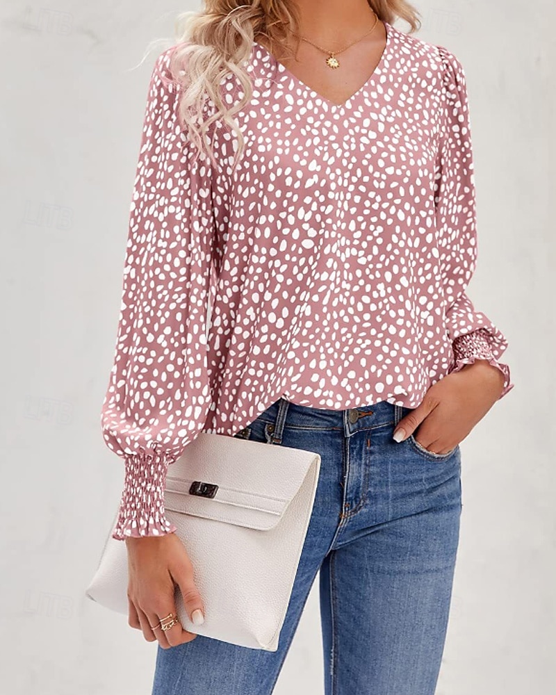 Per donna Maglietta Stampato Floreale Casual Manica Lunga Scollo a V Top Regolari Quotidiano Uscire Weekend Nero Rosa Vino Blu marino Verde Primavera Autunno del 2026 a $26.99 –P7