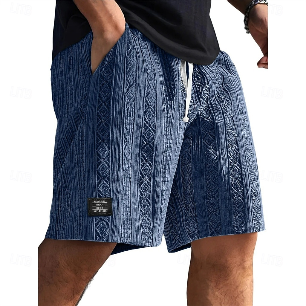Pánské Letní šortky Plážové šortky Neformální šortky Texturované kraťasy Šňůrky Elastický pas Pevná barva Pohodlné Délka kolen Denní Venkovní Streetwear prázdniny Módní Námořnická modř Khaki Lehce 2026 - $22.99 –P8