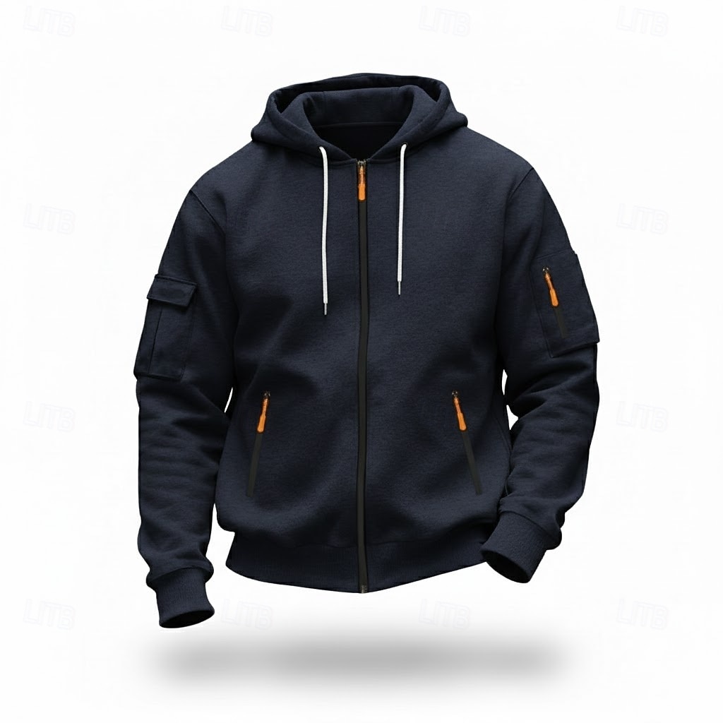Pánské Kapuce Mikina s kapucí na zip Fleecová mikina Černá Námořnická modř Velbloudí Světle šedá Tmavě šedá Kapuce Bez vzoru Slátanina Sporty a outdoor Denní Dovolená Polyester Šik ven Základní Na 2026 - $29.99 –P7