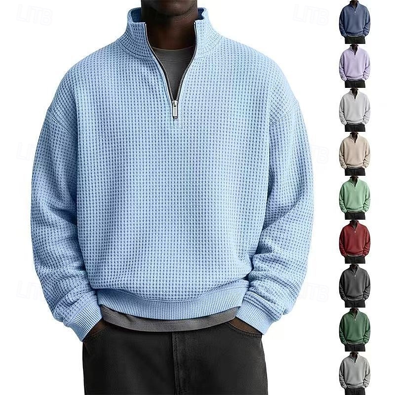 Per uomo Maglia Felpa a nido d'ape Felpa con cappuccio Felpa con zip corta Aalbicocca Rosso bordeaux Bianco Verde chiaro Blu marino Colletto Mao Semplice Testurizzato Casuale Quotidiano Sport del 2026 a $24.99 –P1