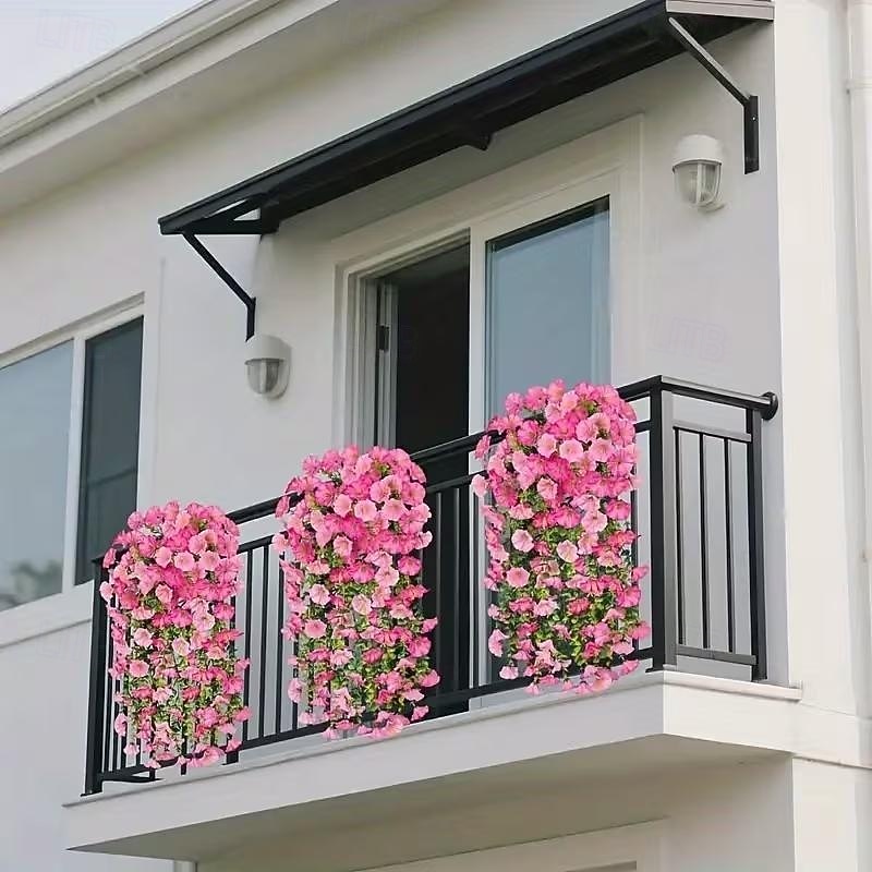 8 stuks kunstmatige hangende roze windbloemen, hangende klimplanten met bloemen, gemaakt van duurzaam plastic, geschikt voor veranda, bruiloft, kerst, Thanksgiving, paasdecoraties - het hele jaar door 2026 - $25.99 –P6