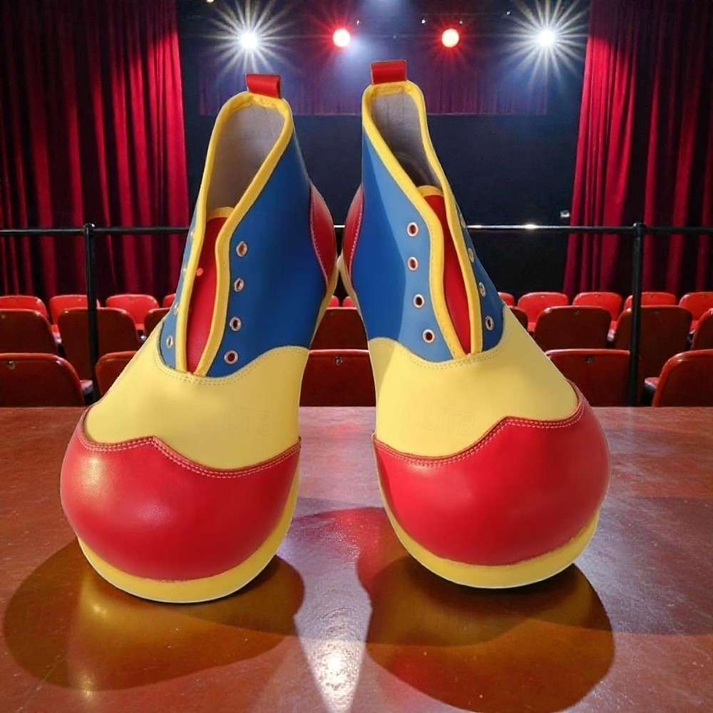 Männer Mardi Gras Echtes Leder Clownschuhe Bunte Übergroße Zehen Karnevalsstiefel Strapazierfähige Schnürschuhe für Paraden Festivals und Zirkusaufführungen 2026 - $109.99 –P4