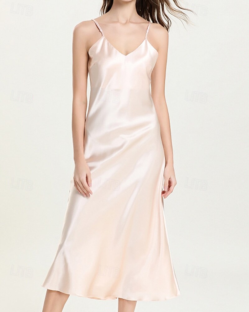 Γυναικεία Νυχτικιά Καθημερινό Μαλακή Σατέν Μονόχρωμες Εξώπλατο Φορέματα Καθημερινά Σπίτι Κρεβάτι Αμάνικο Λουριά Μαύρο Σαμπανιζέ Ανθισμένο Ροζ Ρουμπίνι Πράσινο του τριφυλλιού Καλοκαίρι Χαλαρή Εφαρμογή 2026 - $22.99 –P6