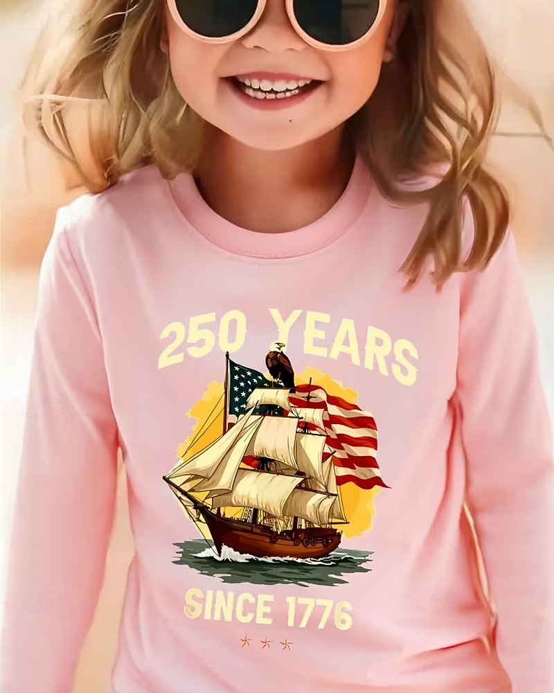 Unisex Fete 3D Grafic Steag A 250-a aniversare Steagul american al SUA pentru copii Tricou Manșon Lung Tipărire 3D Vară Toamnă Sport Modă Șic Stradă Copii 4-12 ani Stil Nautic Casual Zilnic În aer 2026 - $14.99 –P10