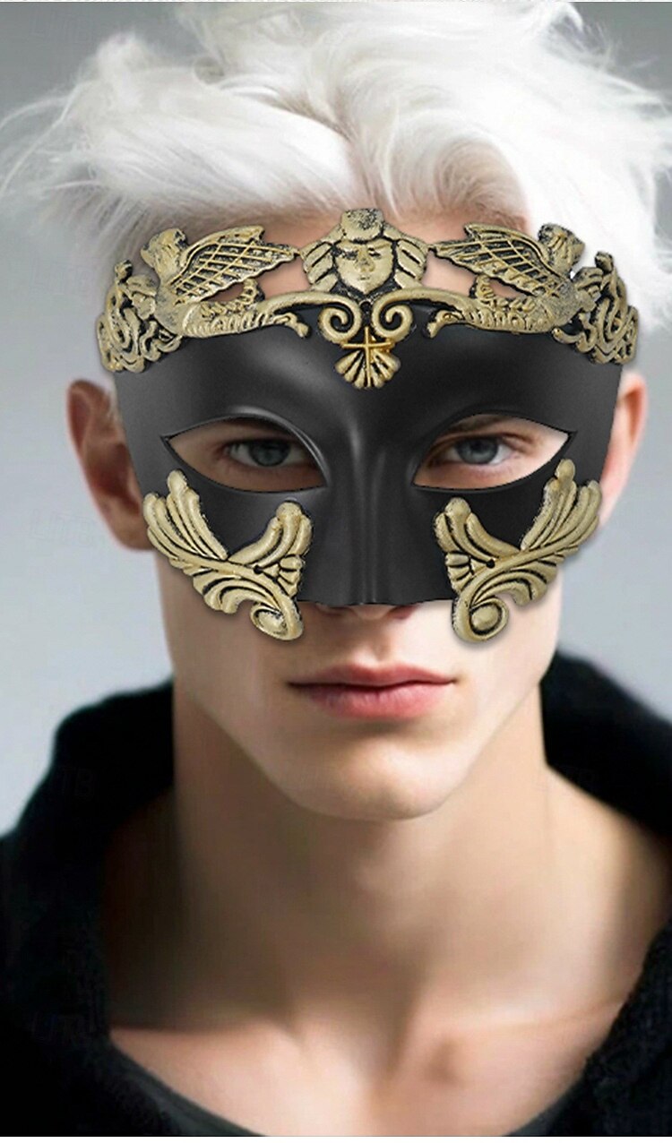 Naisten musta barokkinen venetsialaistyylinen naamiaismaski - kultakoristeinen karnevaalipukutarvike Venetsian festivaalille Mardi Grasille cosplaylle ja naamiaisjuhlille 2026 - $14.99 –P2