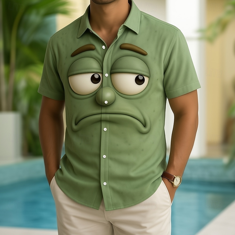 Per uomo Illusione ottica Fantasia "Cartone 3D" Faccia Sorridente Camicia Camicia con Bottoni Manica Corta Divertente All'aperto Ferie Estate Primavera Collo ripiegato Stampa 3D camicie con colletto del 2026 a $9.49 –P4
