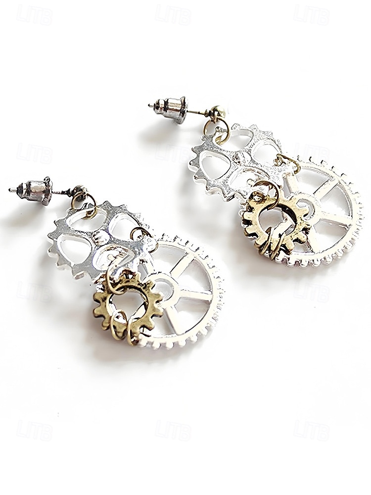 Women's Mardi Gras Multi-Style Asymmetrical Steampunk Gear Earrings - Alloy Drop Dangle for Carnival, Cosplay and Masquerade 2026 - $9.99 –P7