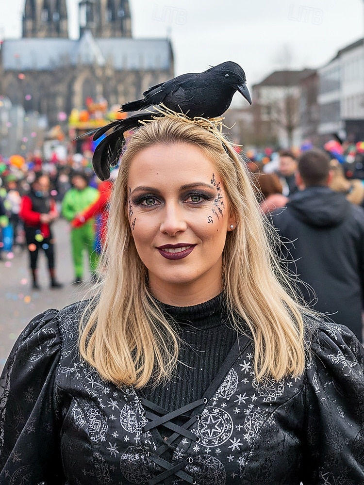 Naisten Mardi Gras -mustat varisliput - sulkapäiset linnut ja pesänaamiaisasuste - goottityylille karnevaaleille ja naamiaisille 2026 - $11.99 –P1