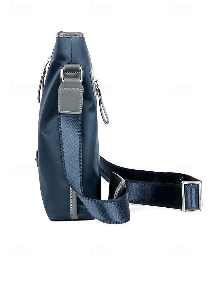borsa a tracolla impermeabile in tessuto Oxford da uomo – grande capacità, design multitasche, disponibile in blu e nero del 2026 a $19.99 –P7