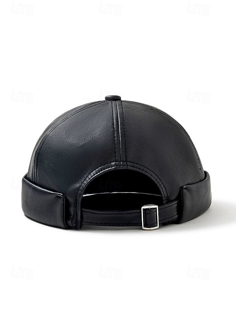 Pánská čepice beanie z umělé kůže, stylový vintage design, dostupná v několika barvách pro běžné nošení i v zimě 2026 - $11.99 –P8