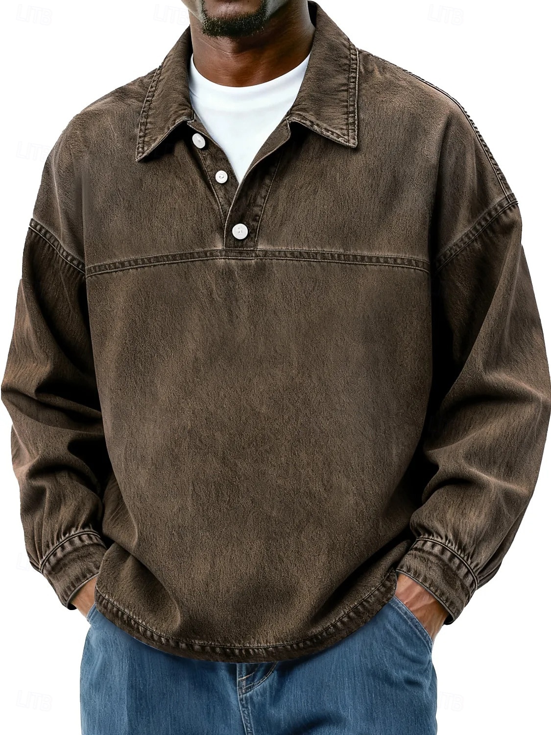 Herren Baumwoll-Poloshirt Lässig Urlaub Klassisch Langarm Mode Basic Einfarbig Einfach Vintage-Stil Gewaschen Winter Frühling & Herbst Ganzjahres Lässiger Schnitt Schwarz Hellgrün Rosa Marineblau 2026 - $33.99 –P8