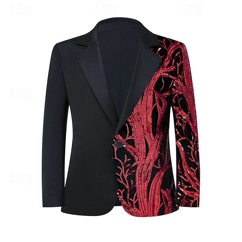 Kids Boys' Blazer Outerwear Sequin Tree Long Sleeve Pocket Buttons Coat Party Fashion Streetwear Cool Blue Red Purple Spring Fall 4-12 Years 2026 - $74.99 –P11