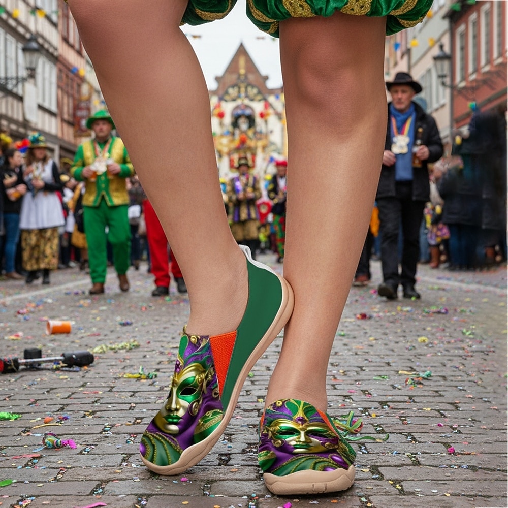 Scarpe Slip-On in Tela con Stampa di Maschere da Carnevale da Donna per Mardi Gras - Calzature Festive e Leggere con Vestibilità Larga per Parate Celebrazioni in Strada Feste a Tema e Uscite Estive del 2026 a $54.99 –P1